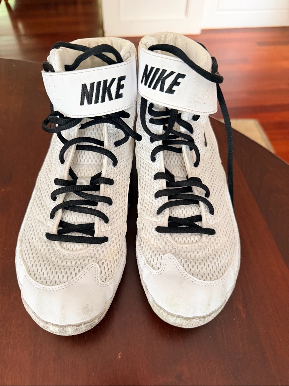 Nike Men’s wrestling White and Black High-Top Athletic Sneakers